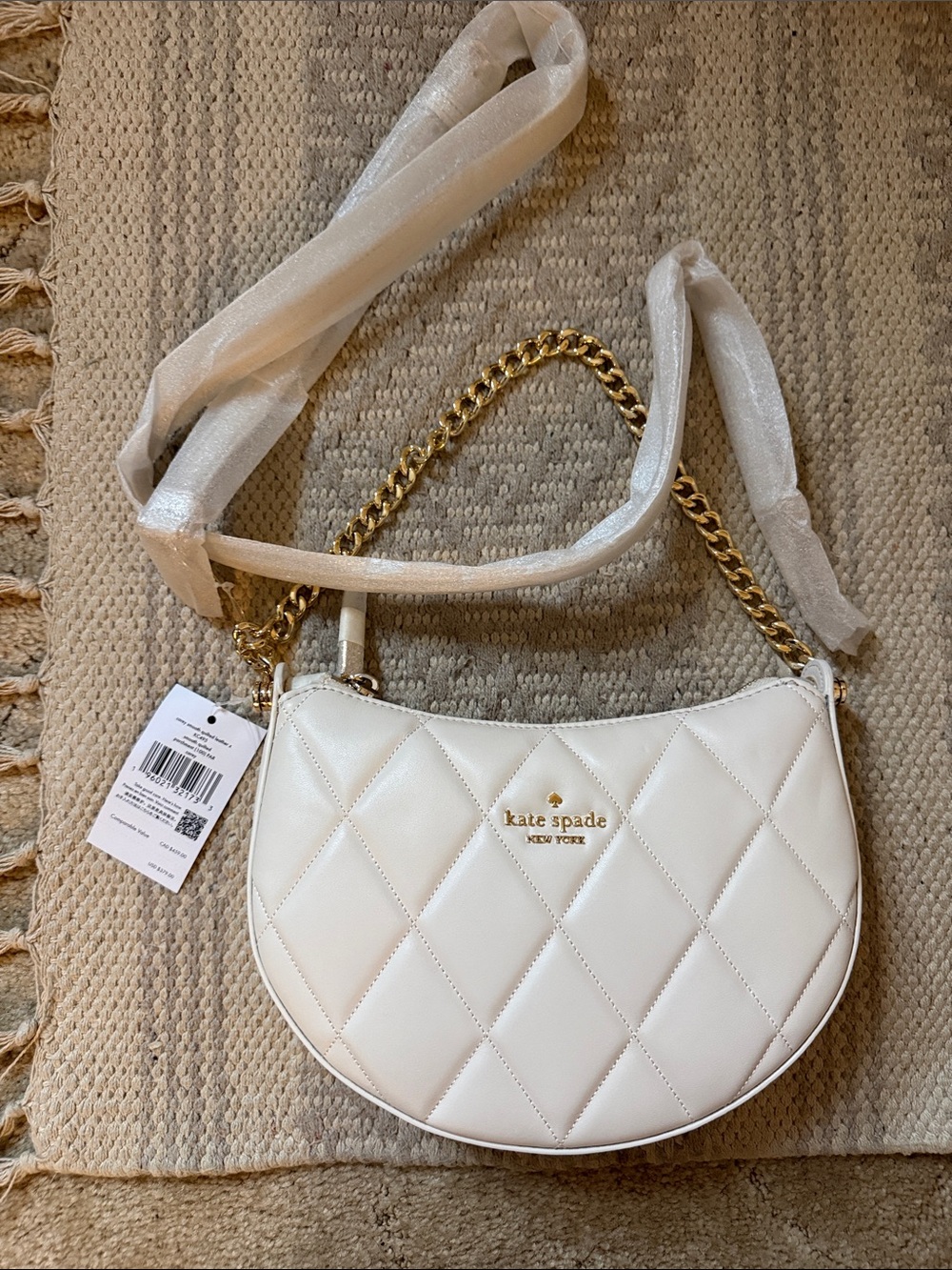 kate spade White Quilted Crossbody with Gold Chain - Picture 1 of 3